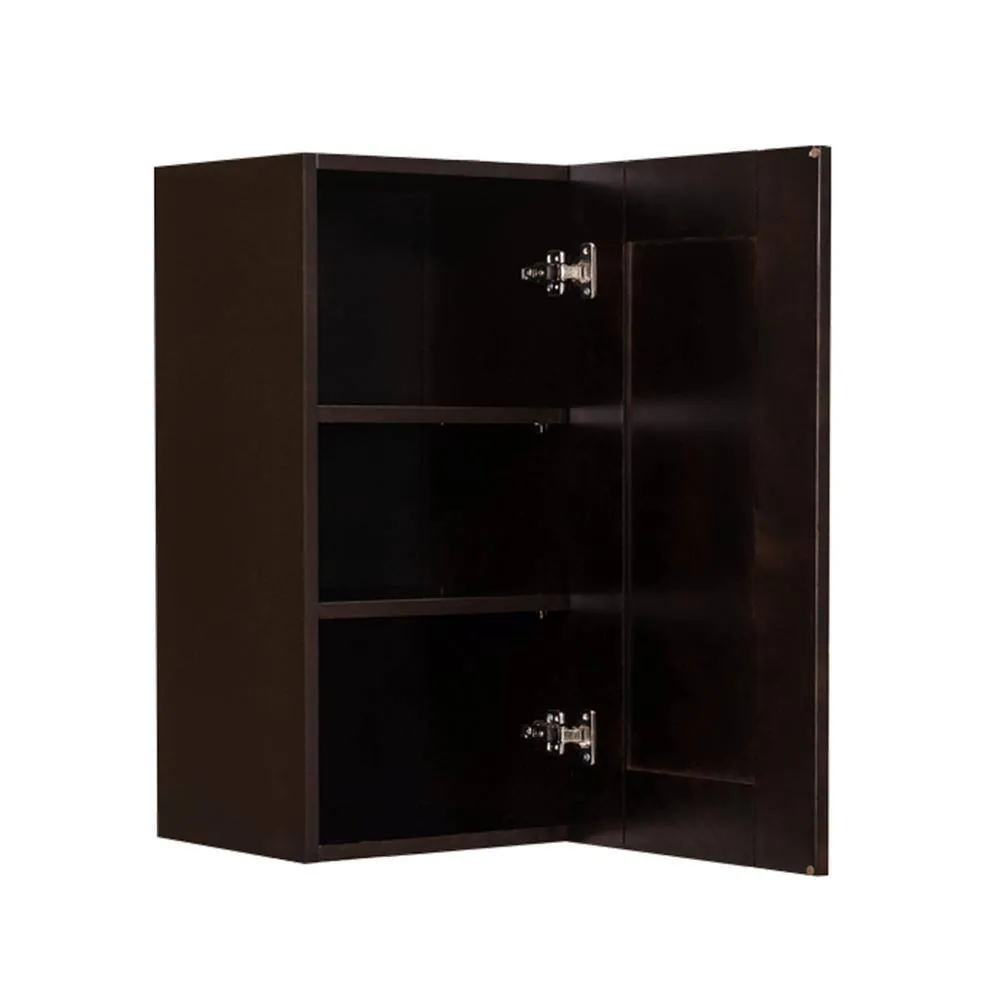 LIFEART CABINETRY Anchester Assembled 18 in. x 30 in. x 12 in. Wall Cabinet with 1 Door 2 Shelves in Dark Espresso, photo 3 of 6