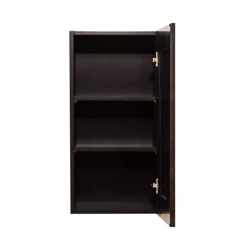 LIFEART CABINETRY Anchester Assembled 18 in. x 30 in. x 12 in. Wall Cabinet with 1 Door 2 Shelves in Dark Espresso, photo 2 of 6