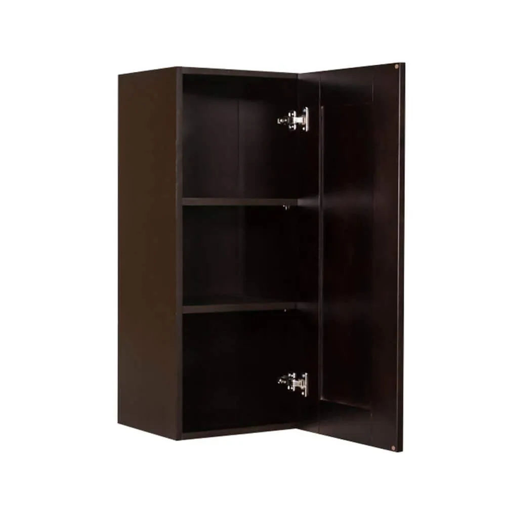 LIFEART CABINETRY Anchester Assembled 21 in. x 36 in. x 12 in. Wall Cabinet with 1 Door 2 Shelves in Dark Espresso, photo 3 of 6