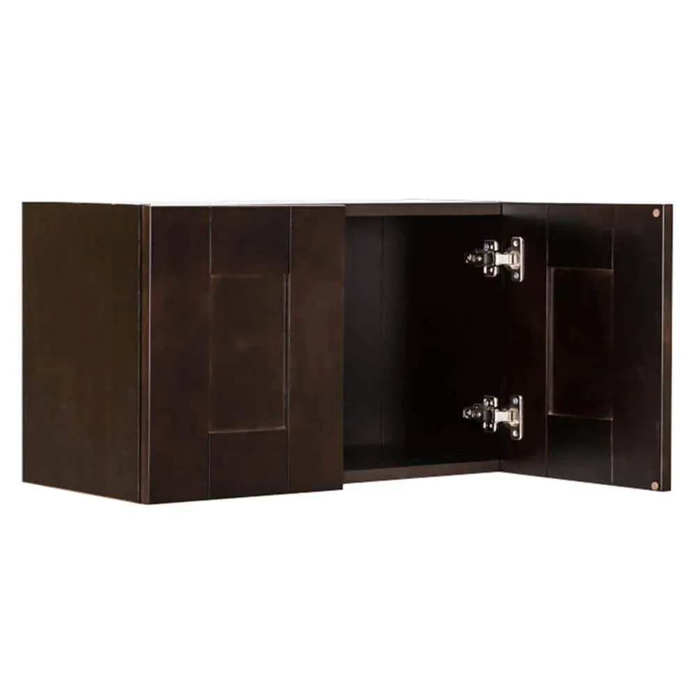 LIFEART CABINETRY Anchester Assembled 24 in. x 15 in. x 12 in. Wall Cabinet with 2 Doors No Shelf in Dark Espresso, photo 3 of 5