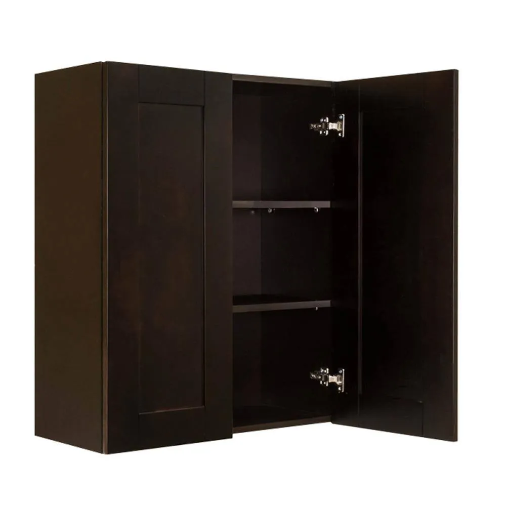 LIFEART CABINETRY Anchester Assembled 24 in. x 36 in. x 12 in. Wall Cabinet with 2 Doors 2 Shelves in Dark Espresso, photo 4 of 7