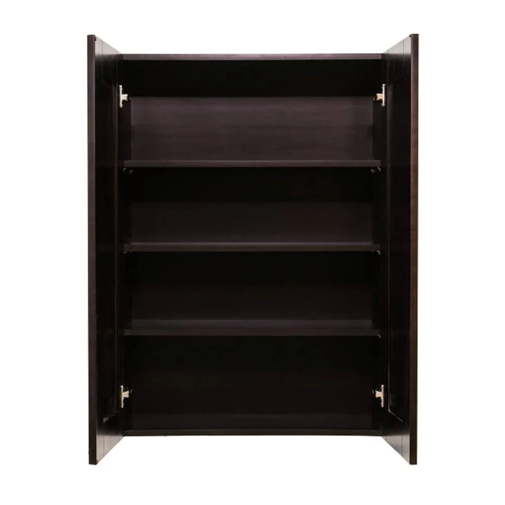 LIFEART CABINETRY Anchester Assembled 27 in. x 42 in. x 12 in. Wall Cabinet with 2 Doors 3 Shelves in Dark Espresso, photo 2 of 6