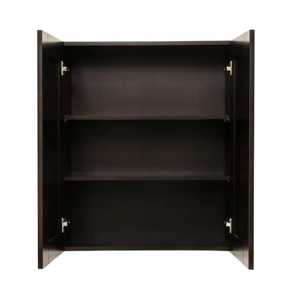 LIFEART CABINETRY Anchester Assembled 30 in. x 15 in. x 12 in. Wall Cabinet with 2 Doors No Shelf in Dark Espresso, photo 2 of 6