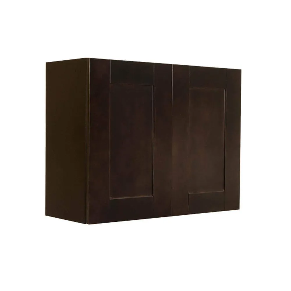 LIFEART CABINETRY Anchester Assembled 30 in. x 21 in. x 12 in. Wall Cabinet with 2 Doors 1 Shelf in Dark Espresso, photo 5 of 8