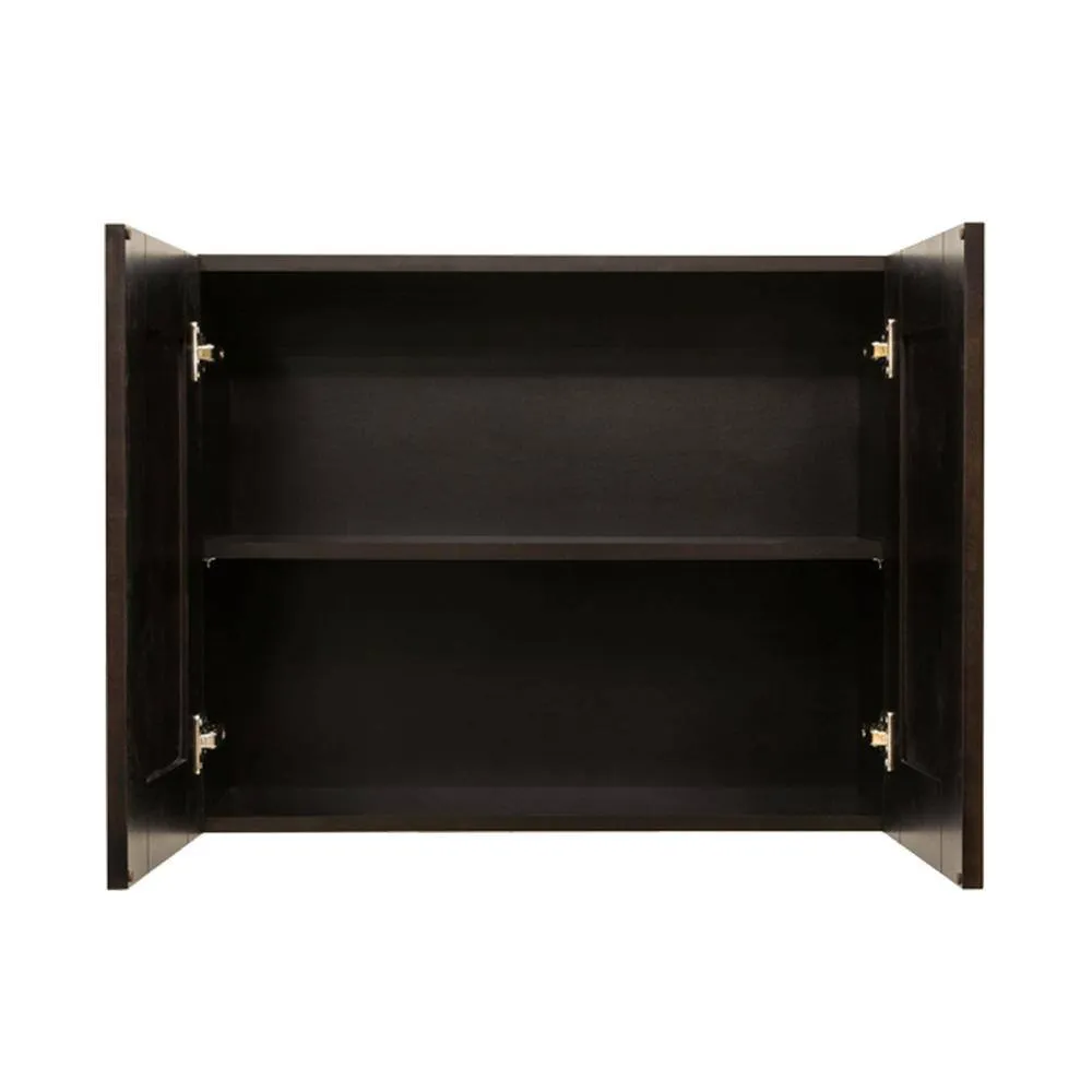 LIFEART CABINETRY Anchester Assembled 30 in. x 21 in. x 12 in. Wall Cabinet with 2 Doors 1 Shelf in Dark Espresso, photo 3 of 8