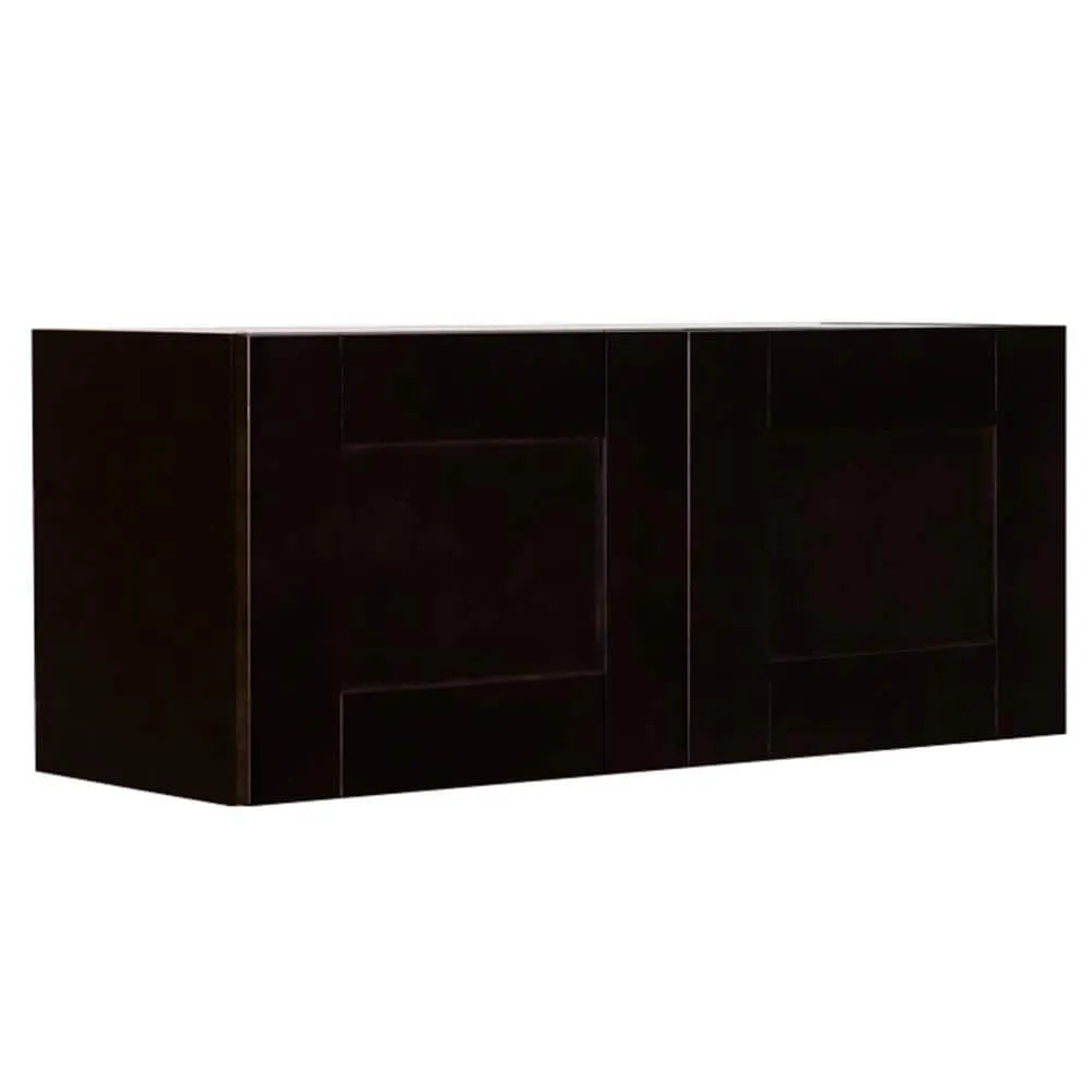 LIFEART CABINETRY Anchester Assembled 33 in. x 12 in. x 12 in. Wall Cabinet with 2 Doors No Shelf in Dark Espresso, photo 4 of 6