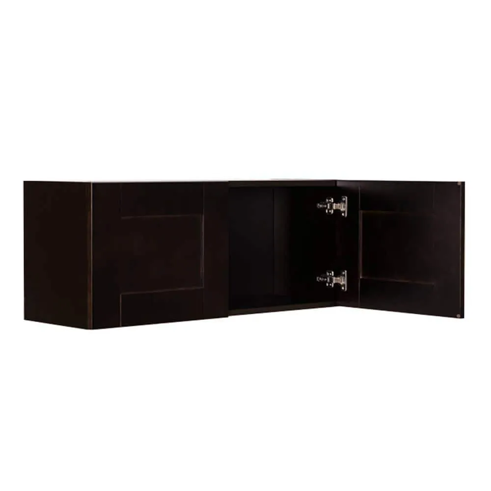 LIFEART CABINETRY Anchester Assembled 33 in. x 12 in. x 12 in. Wall Cabinet with 2 Doors No Shelf in Dark Espresso, photo 3 of 6
