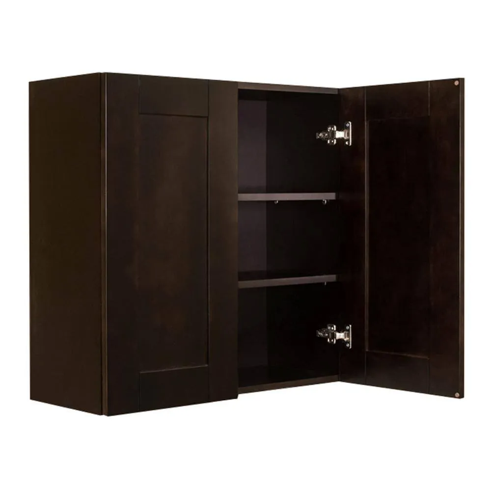 LIFEART CABINETRY Anchester Assembled 36 in. x 21 in. x 24 in. Wall Cabinet with 2 Doors 1 Shelf in Dark Espresso, photo 3 of 6