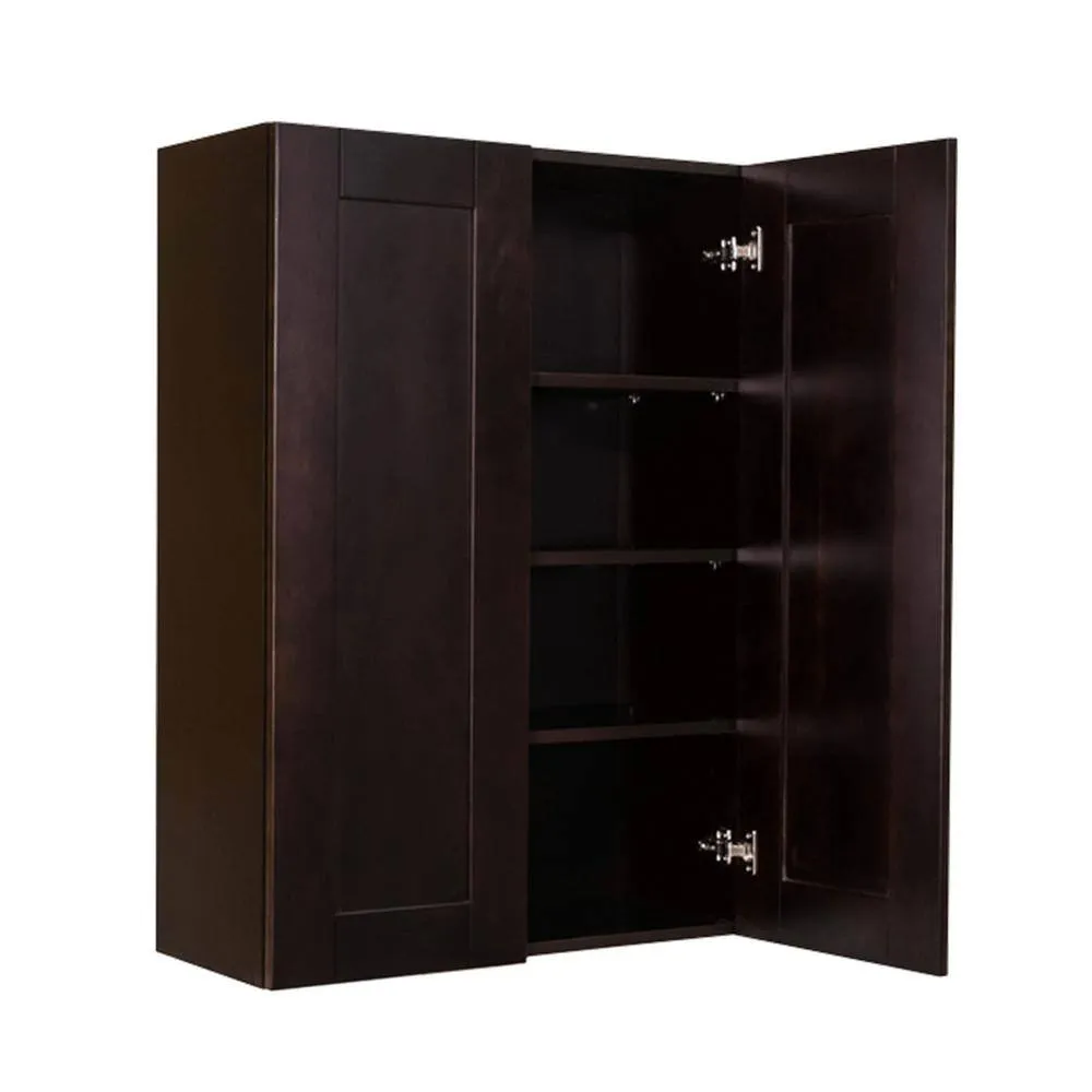 LIFEART CABINETRY Anchester Assembled 36 in. x 42 in. x 12 in. Wall Cabinet with 2 Doors 3 Shelves in Dark Espresso, photo 3 of 6