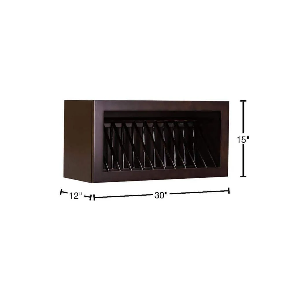 LIFEART CABINETRY Anchester Assembled 30 in. x 15 in. x 12 in. Wall Dish Holder Cabinet in Dark Espresso, photo 2 of 5