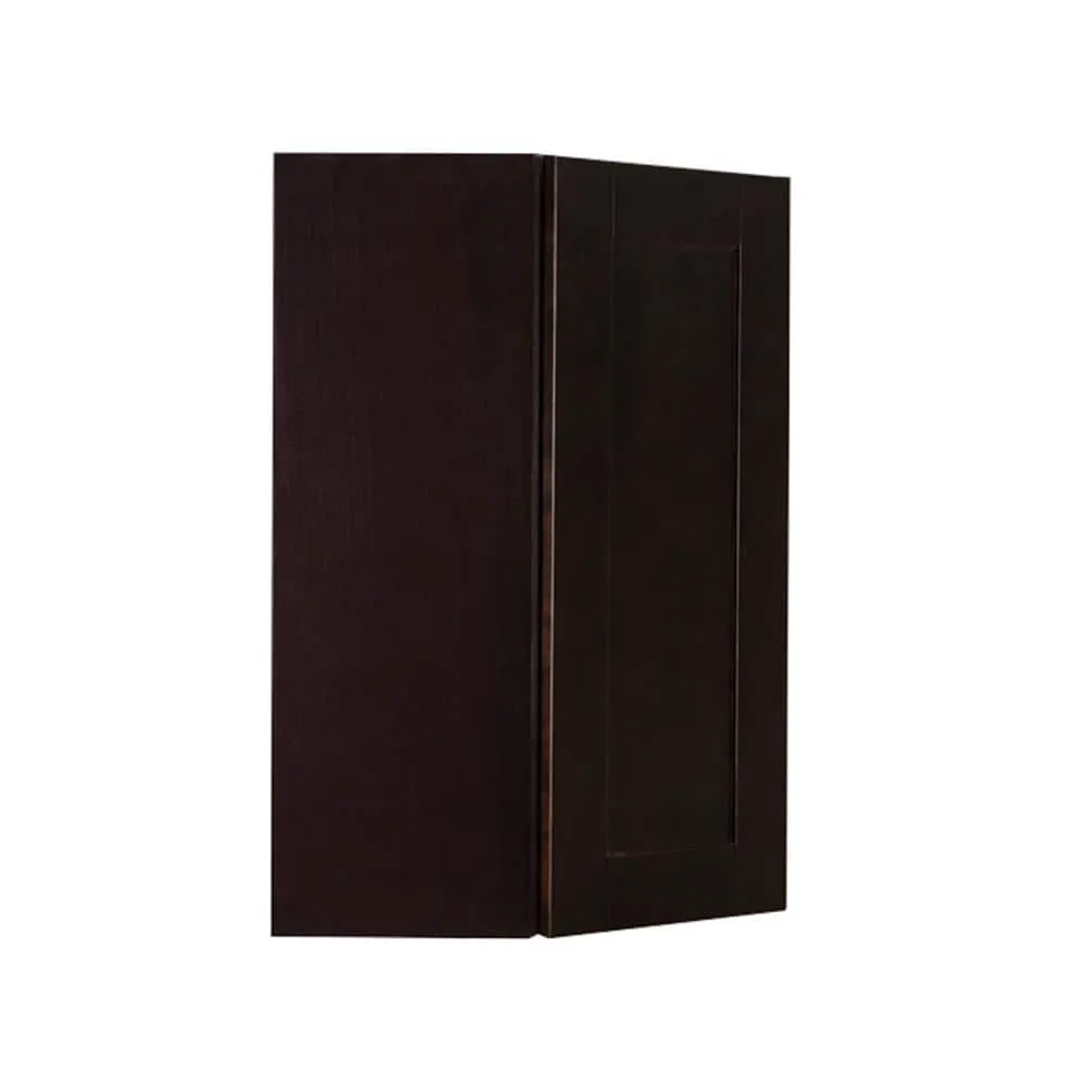 LIFEART CABINETRY Anchester Assembled 24x30x12 in. Wall Diagonal Corner Cabinet with 1 Door 2 Shelves in Dark Espresso, photo 3 of 6