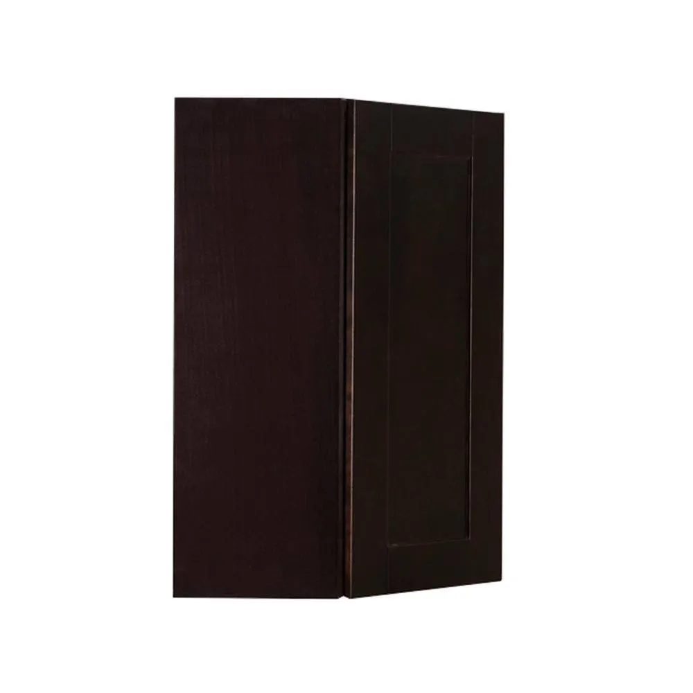 LIFEART CABINETRY Anchester Assembled 24x36x12 in. Wall Diagonal Corner Cabinet with 1 Door 2 Shelves in Dark Espresso, photo 3 of 6