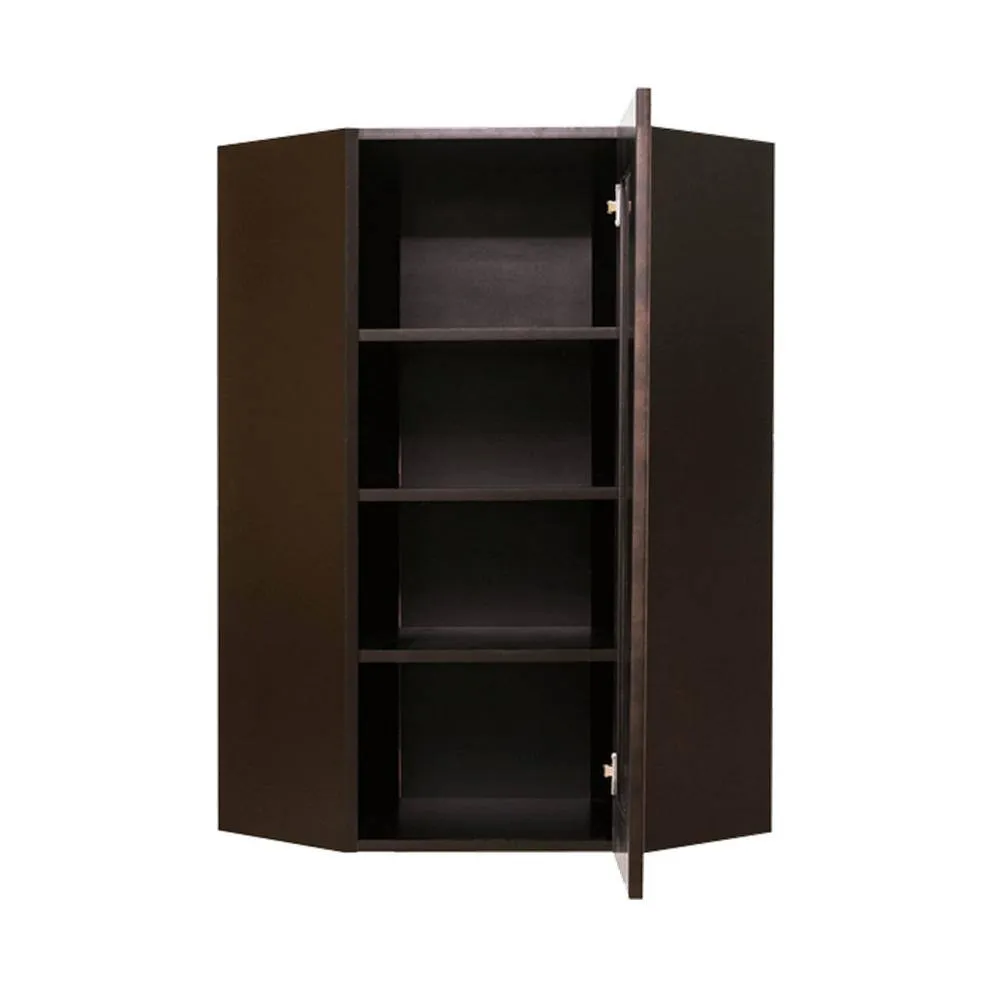 LIFEART CABINETRY Anchester Assembled 24x42x15 in. Wall Diagonal Corner Cabinet with 1 Door 3 Shelves in Dark Espresso, photo 2 of 6