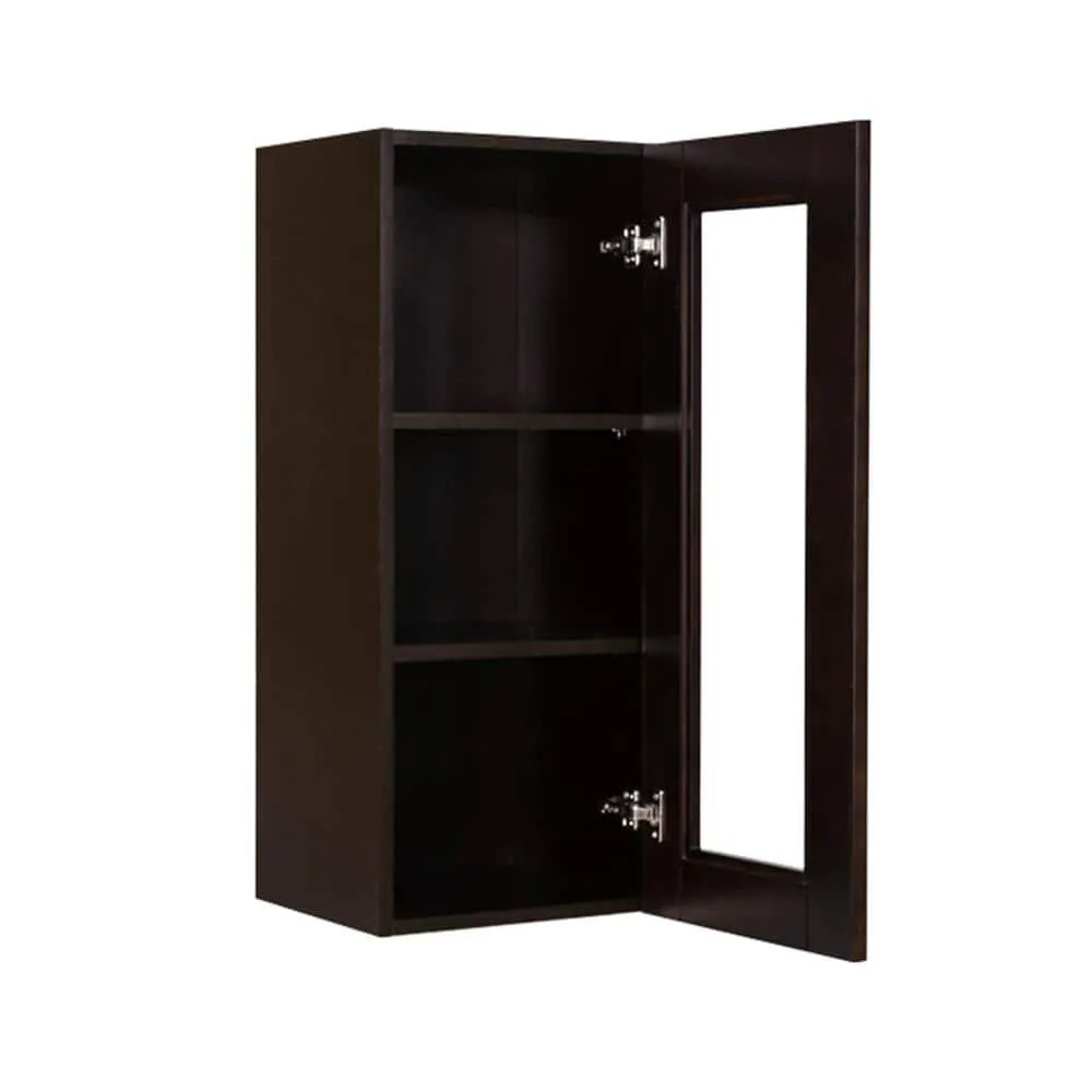 LIFEART CABINETRY Anchester Assembled 12 in. x 36 in. x 12 in. Wall Mullion Door Cabinet with 1 Door 2 Shelves in Dark Espresso, photo 2 of 6