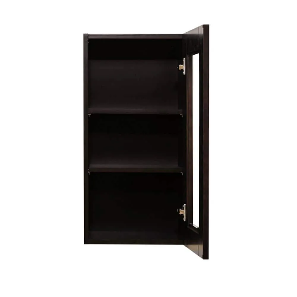 LIFEART CABINETRY Anchester Assembled 15 in. x 30 in. x 12 in. Wall Mullion Door Cabinet with 1 Door 2 Shelves in Dark Espresso, photo 3 of 6