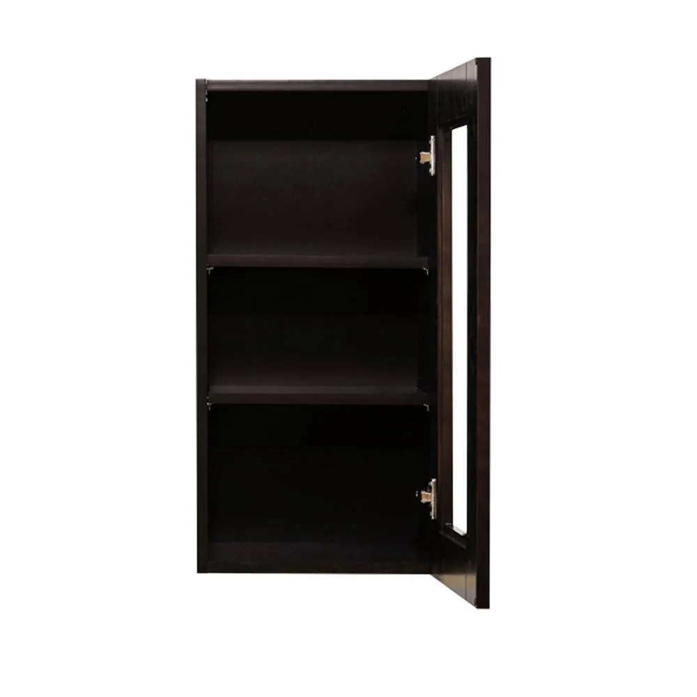 LIFEART CABINETRY Anchester Assembled 21 in. x 30 in. x 12 in. Wall Mullion Door Cabinet with 1 Door 2 Shelves in Dark Espresso, photo 3 of 6