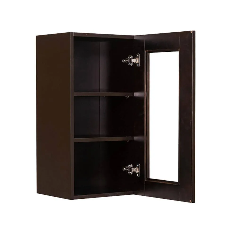 LIFEART CABINETRY Anchester Assembled 21 in. x 30 in. x 12 in. Wall Mullion Door Cabinet with 1 Door 2 Shelves in Dark Espresso, photo 2 of 6