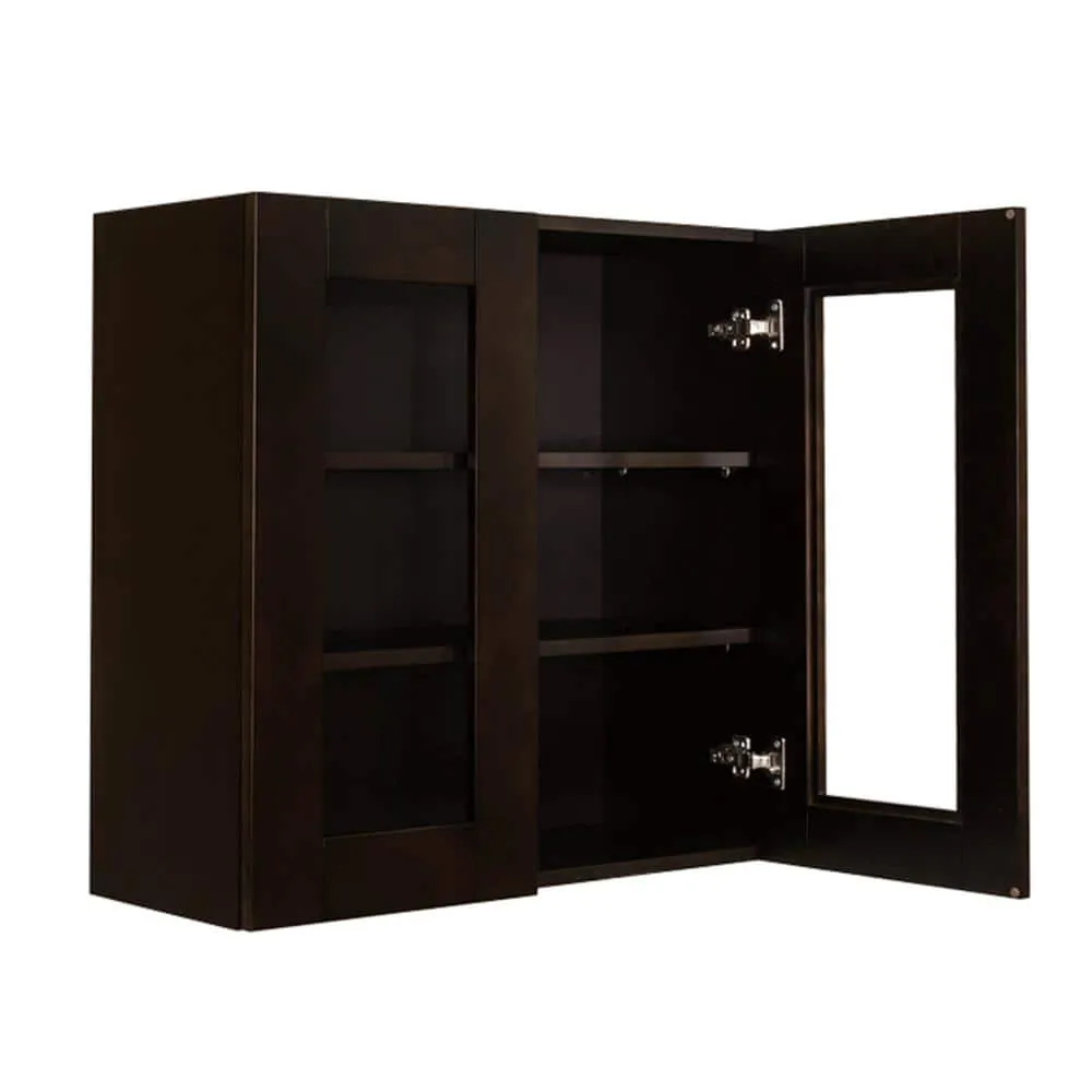 LIFEART CABINETRY Anchester Assembled 24 in. x 36 in. x 12 in. Wall Mullion Door Cabinet with 2 Doors 2 Shelves in Dark Espresso, photo 4 of 6
