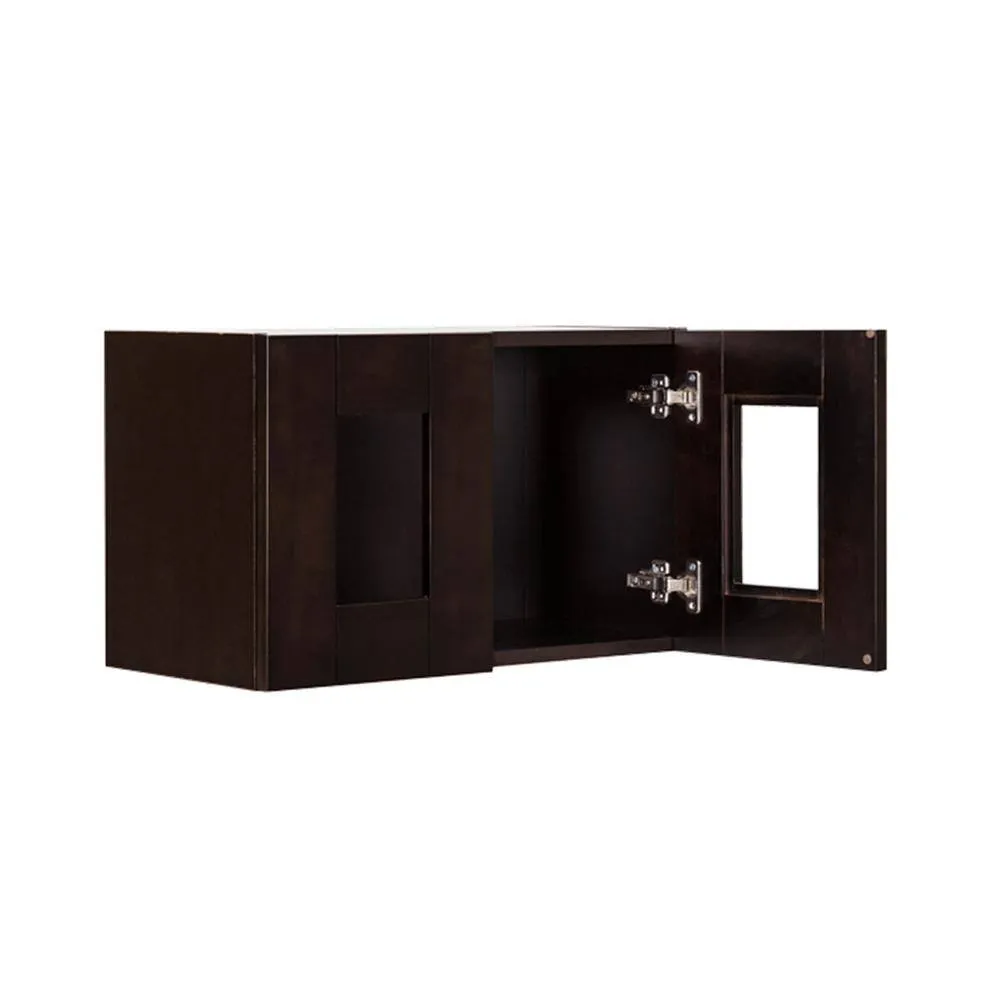 LIFEART CABINETRY Anchester Assembled 30 in. x 18 in. x 12 in. Wall Mullion Door Cabinet with 2 Doors in Dark Espresso, photo 4 of 6