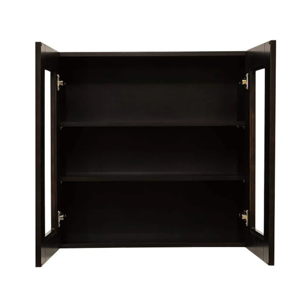 LIFEART CABINETRY Anchester Assembled 33 in. x 30 in. x 12 in. Wall Mullion Door Cabinet with 2 Doors 2 Shelves in Dark Espresso, photo 2 of 5