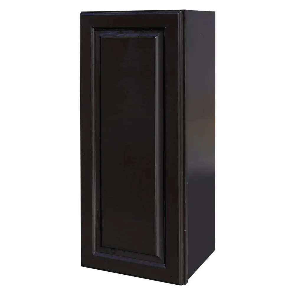 LIFEART CABINETRY Newport Ready to Assemble 15x36x12 in. 1-Door Wall Cabinet with 2-Shelves in Dark Espresso, photo 2 of 4