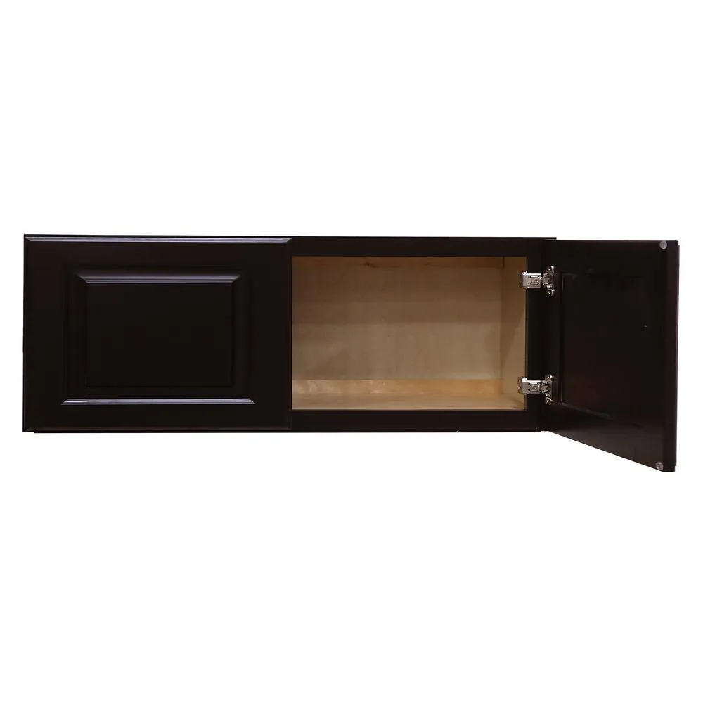 LIFEART CABINETRY Newport Ready to Assemble 30x18x12 in. 2-Door Wall Cabinet with No Shelves in Dark Espresso, photo 3 of 3