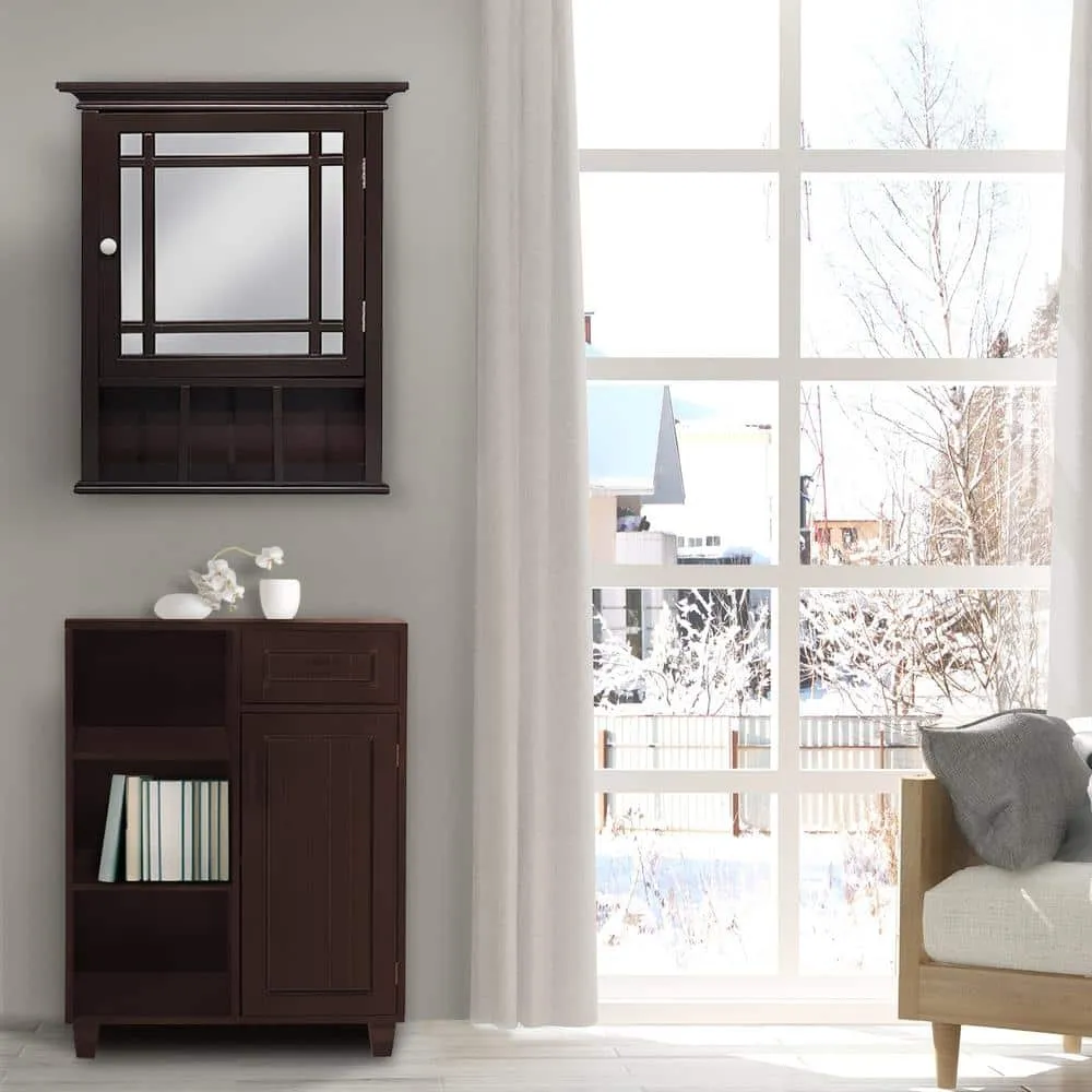 Teamson Home Neal 20 in. W x 24.13 in. H x 6.5 in. D Removable Wooden Medicine Cabinet with Mirrored Door in Espresso, photo 7 of 7