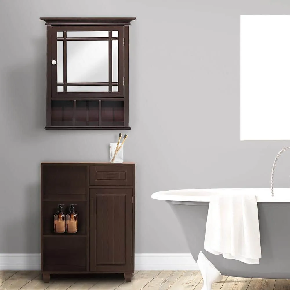Teamson Home Neal 20 in. W x 24.13 in. H x 6.5 in. D Removable Wooden Medicine Cabinet with Mirrored Door in Espresso, photo 6 of 7