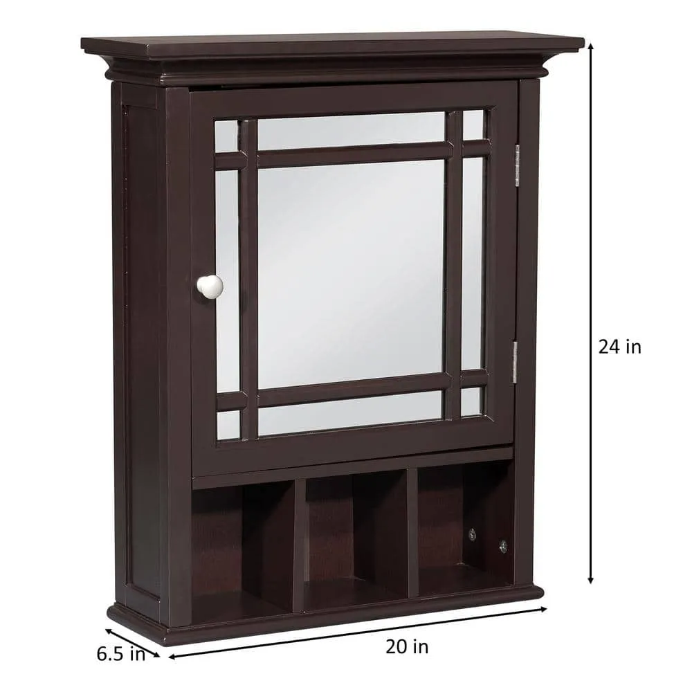 Teamson Home Neal 20 in. W x 24.13 in. H x 6.5 in. D Removable Wooden Medicine Cabinet with Mirrored Door in Espresso, photo 5 of 7