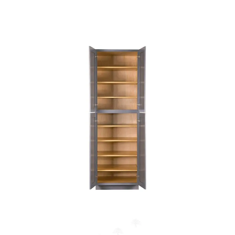LIFEART CABINETRY Lancaster Gray Plywood Shaker Stock Assembled Tall Pantry Kitchen Cabinet 30 in. W x 90 in. H x 27 in. D, photo 3 of 6