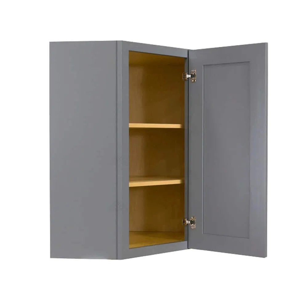 LIFEART CABINETRY Lancaster Gray Plywood Shaker Stock Assembled Wall Diagonal Corner Kitchen Cabinet 24 in. W x 36 in. H x 12 in. D, photo 4 of 8