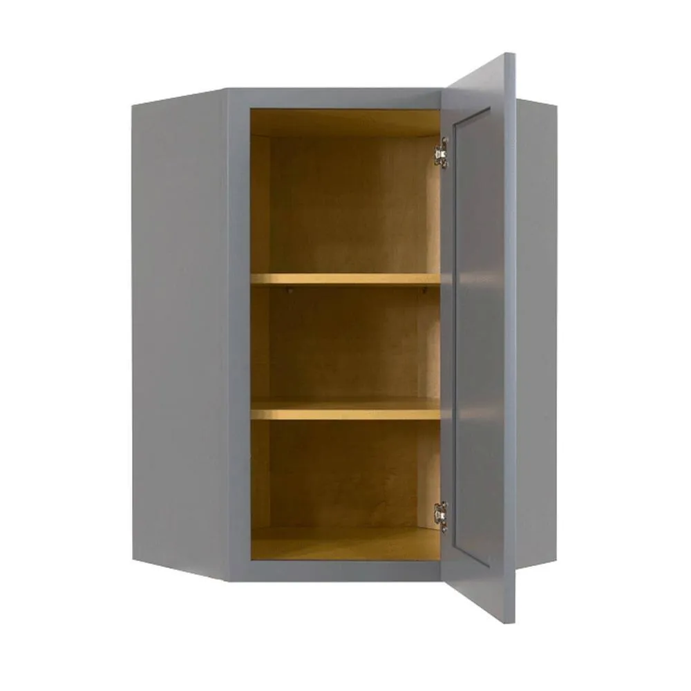 LIFEART CABINETRY Lancaster Gray Plywood Shaker Stock Assembled Wall Diagonal Corner Kitchen Cabinet 24 in. W x 36 in. H x 12 in. D, photo 3 of 8