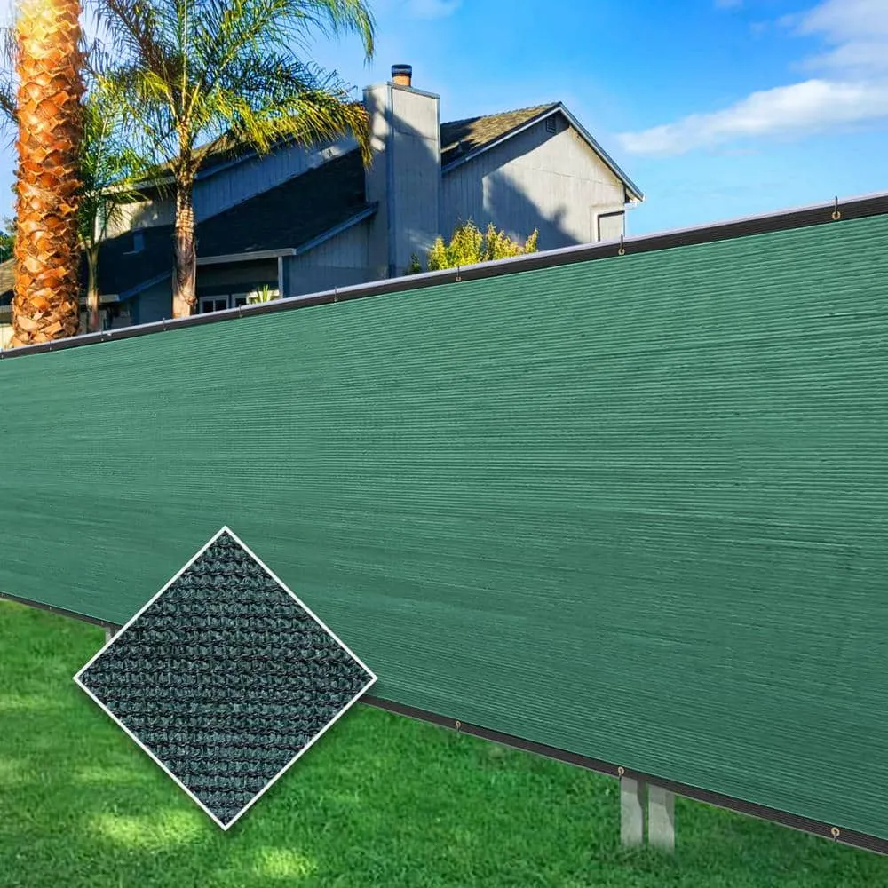 5 ft. x 50 ft. Privacy Screen Fence Heavy-Duty Protective Covering Mesh Fencing for Patio Lawn Garden Balcony Dark Green, photo 10 of 10