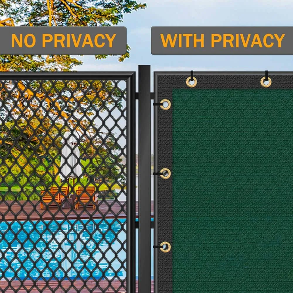 5 ft. x 50 ft. Privacy Screen Fence Heavy-Duty Protective Covering Mesh Fencing for Patio Lawn Garden Balcony Dark Green, photo 6 of 10