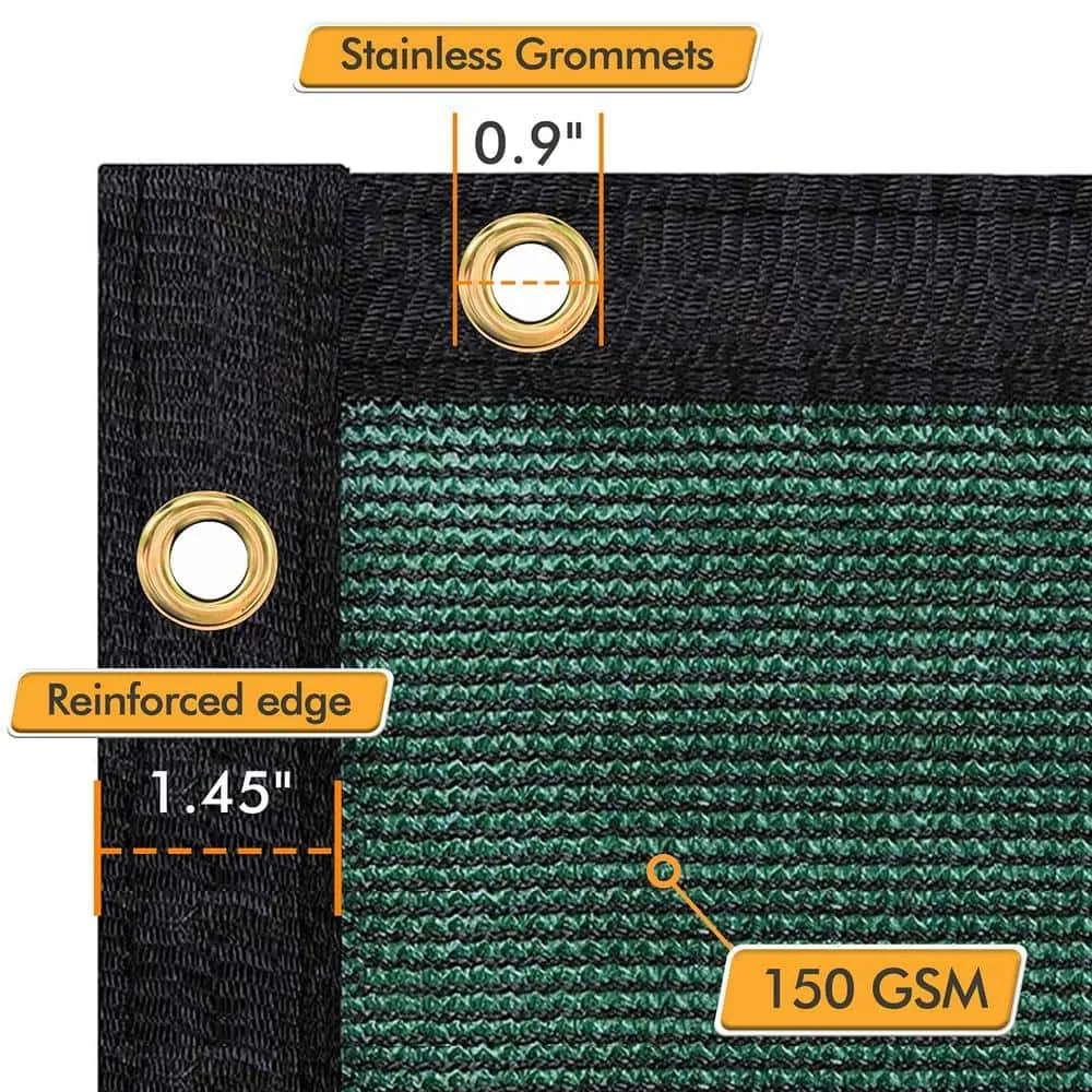 5 ft. x 50 ft. Privacy Screen Fence Heavy-Duty Protective Covering Mesh Fencing for Patio Lawn Garden Balcony Dark Green, photo 4 of 10