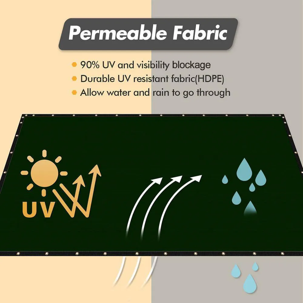 5 ft. x 50 ft. Privacy Screen Fence Heavy-Duty Protective Covering Mesh Fencing for Patio Lawn Garden Balcony Dark Green, photo 3 of 10