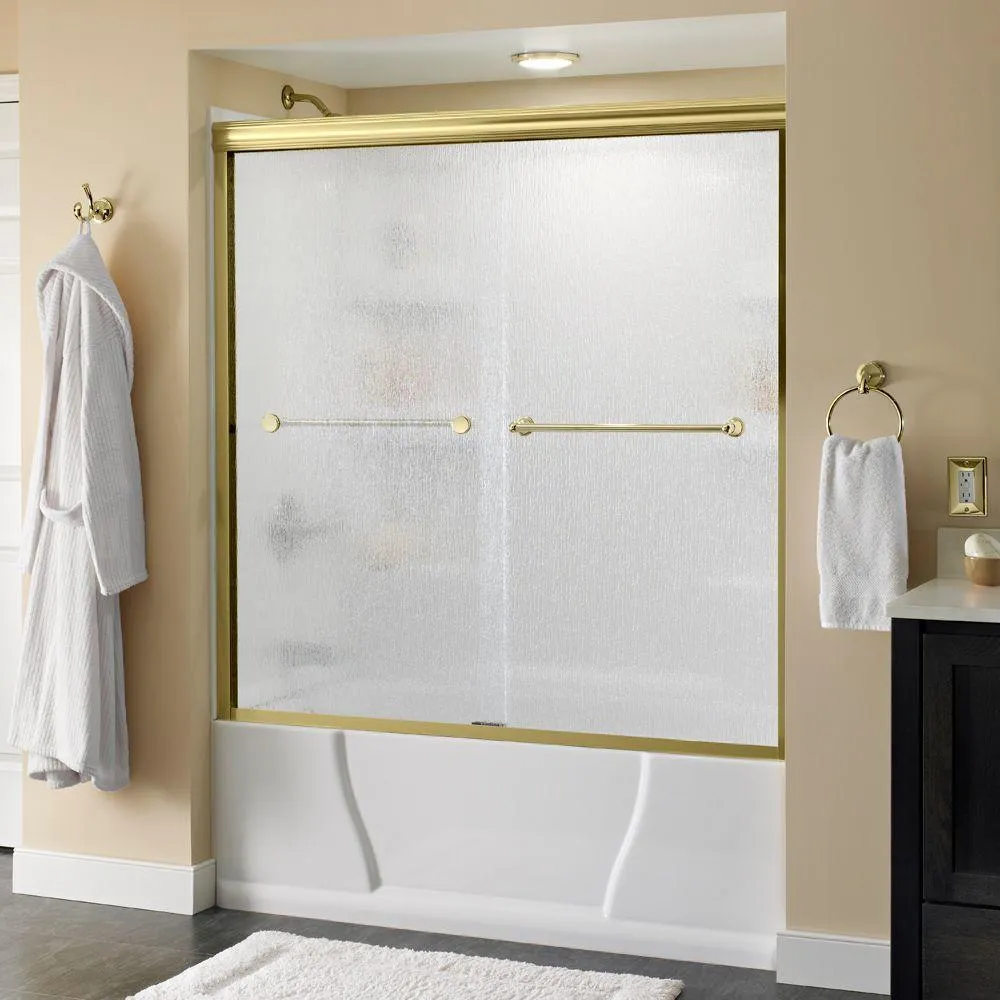 Crestfield 60 in. x 58-1/8 in. Semi-Frameless Traditional Sliding Bathtub Door in Bronze with Transition Glass, photo 13 of 67