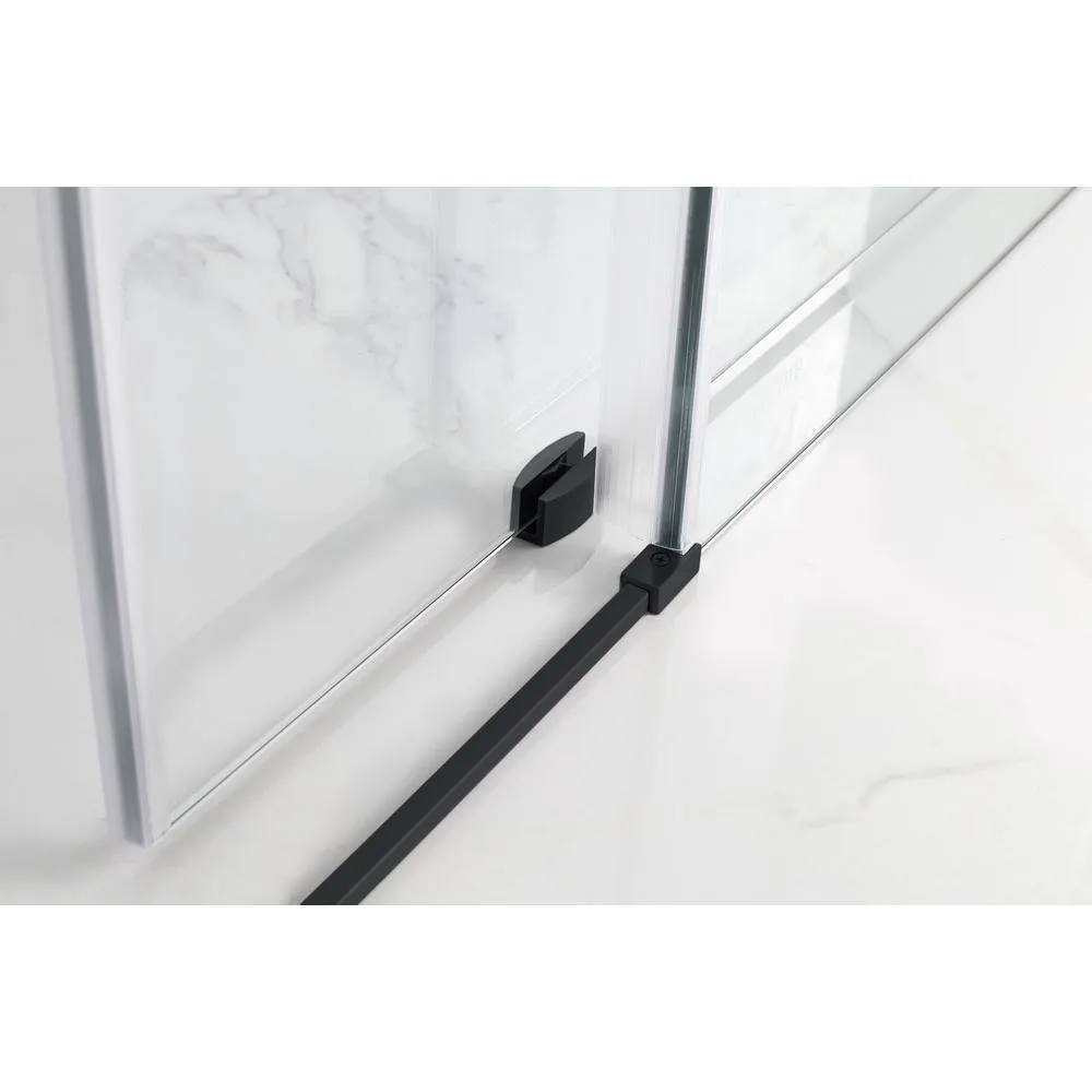 Coraline XL 64 - 68 in. x 80 in. Frameless Sliding Shower Door with StarCast Clear Glass in Matte Black Left Hand, photo 4 of 22