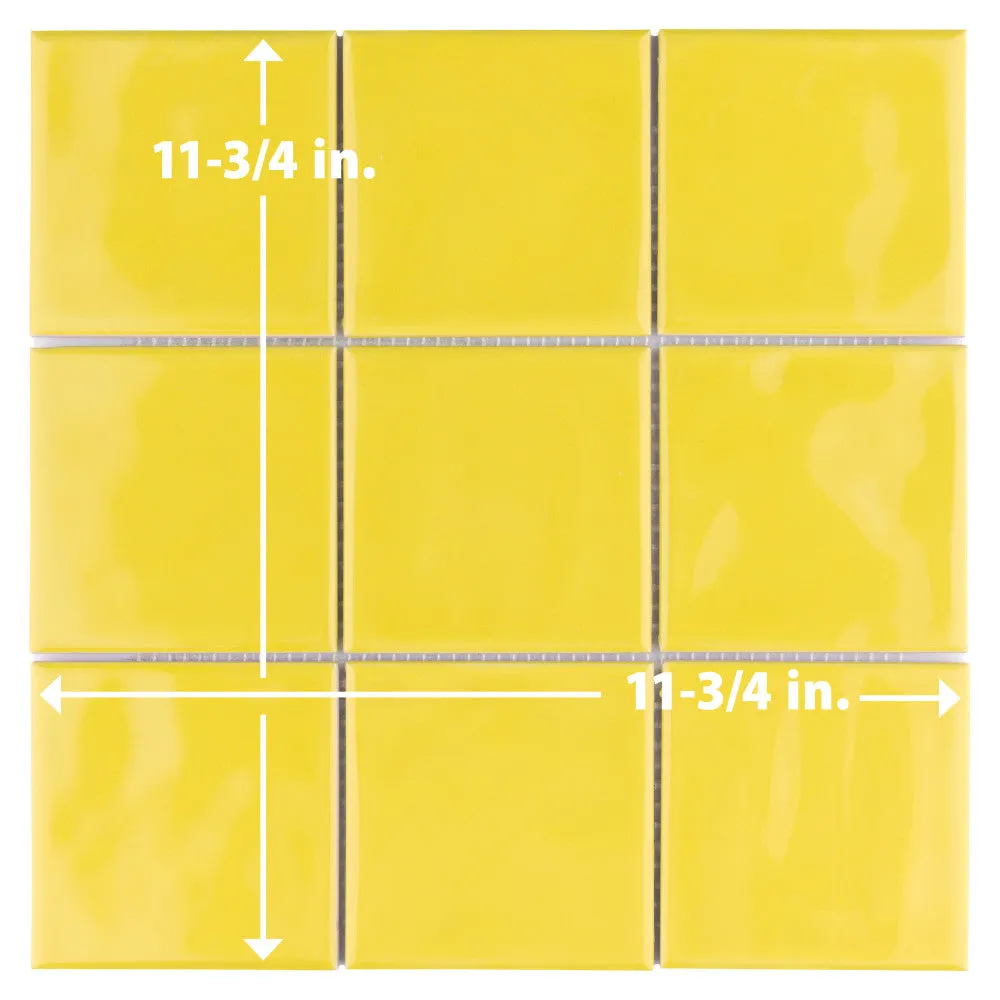 Merola Tile Twist Square Yellow Lemon 11-3/4 in. x 11-3/4 in. Ceramic Mosaic (9.79 sq. ft. / Case), photo 4 of 8