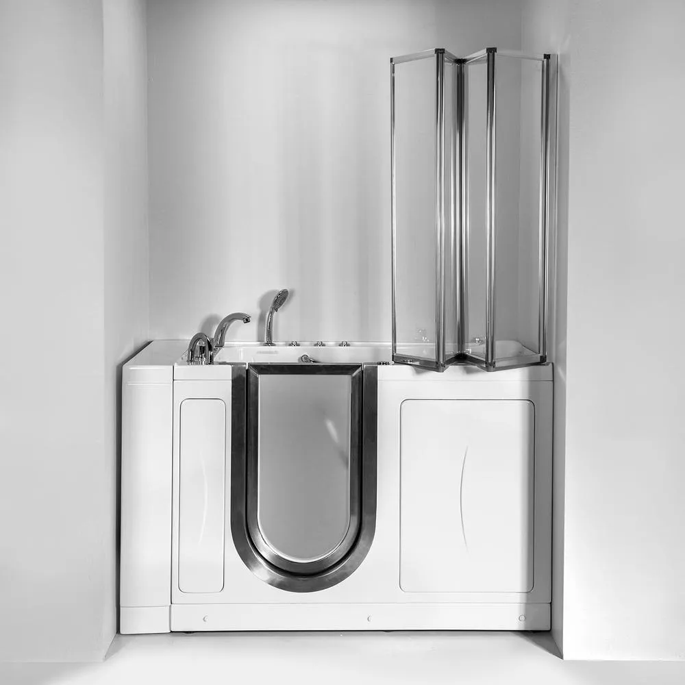 Ella Elite 52 in. Walk-In Whirlpool and Air Bath Bathtub in White with LH Door, Thermostatic Faucet, Dual Drain, Shower Screen, photo 9 of 19