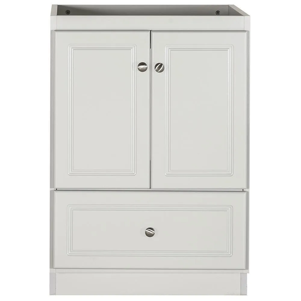 Ultraline 60 in. W x 21 in. D x 34.5 in. H Vanity for Center Basin Cabinet Only in Satin White, photo 36 of 42