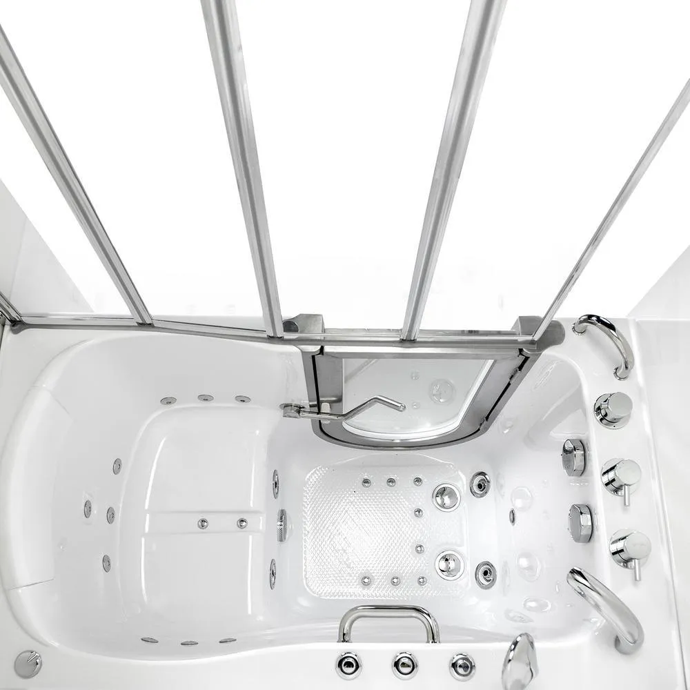Ella Elite 52 in. Walk-In Whirlpool and Air Bath Bathtub in White with LH Door, Thermostatic Faucet, Dual Drain, Shower Screen, photo 7 of 19