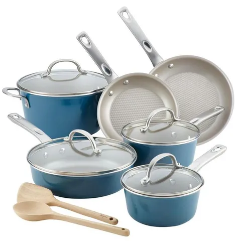 Home Collection 12-Piece Aluminum Nonstick Cookware Set in Twilight Teal