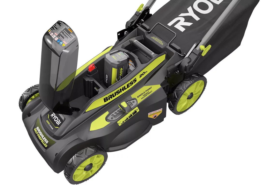 RYOBI 20 in. 40-Volt Brushless Lithium-Ion Cordless Self-Propelled Lawn Mower with 5.0 Ah Battery and Charger, photo 3 of 8