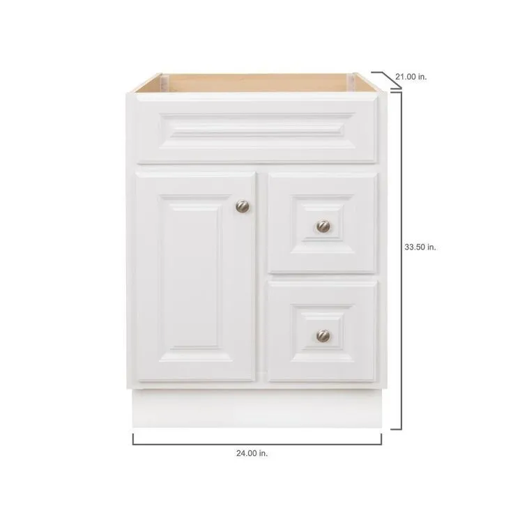 Hampton Bay Hampton 24 in. W x 21 in. D x 33.5 in. H Bathroom Vanity Cabinet Only in White, photo 2 of 11