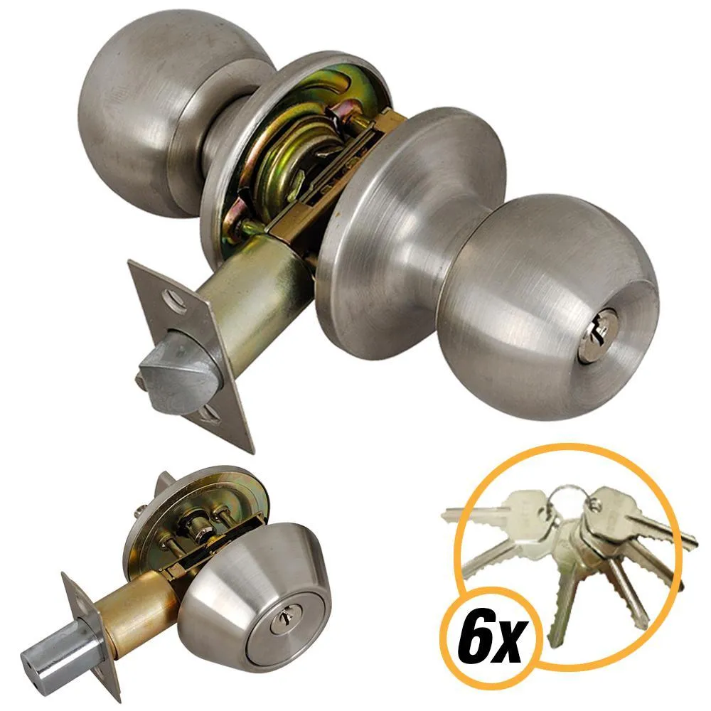 Black Entry Door Knob Combo Lock Set with Deadbolt and 6 Keys, photo 5 of 5