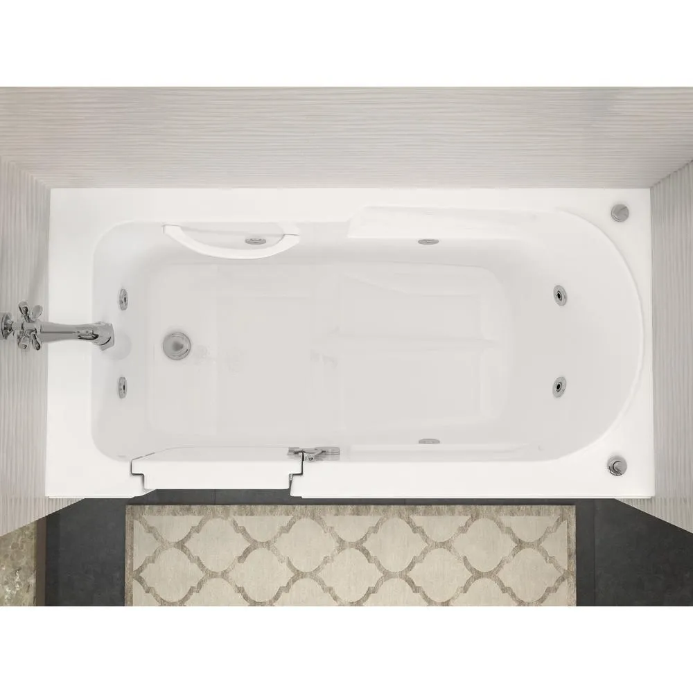 Universal Tubs Nova Heated Step-In 5 ft. Walk-In Whirlpool Bathtub in White with Chrome Trim, Right Drain, photo 5 of 15