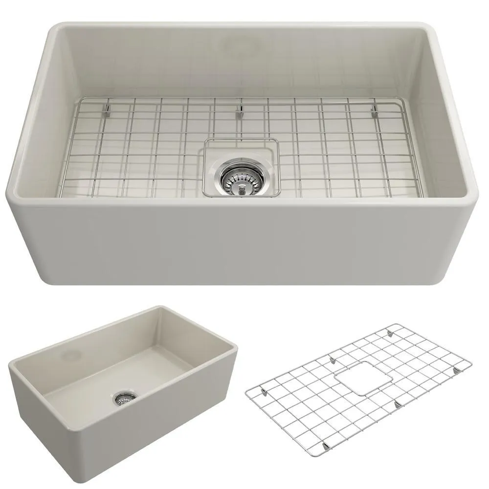 Classico Farmhouse Apron Front Fireclay 30 in. Single Bowl Kitchen Sink with Bottom Grid and Strainer in White, photo 33 of 33