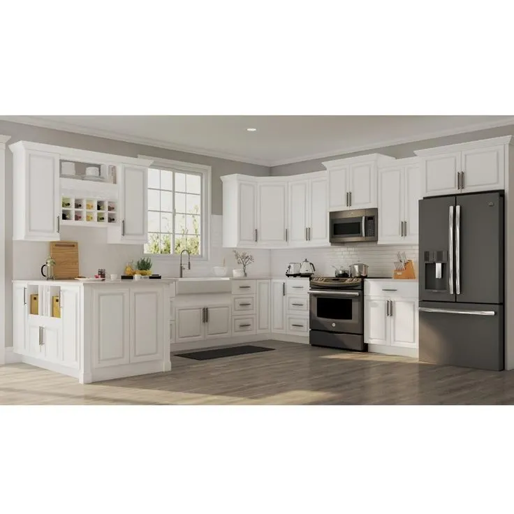 Hampton Bay Hampton Assembled 28.5x34.5x16.5 in. Lazy Susan Corner Base Kitchen Cabinet in Satin White, photo 5 of 11