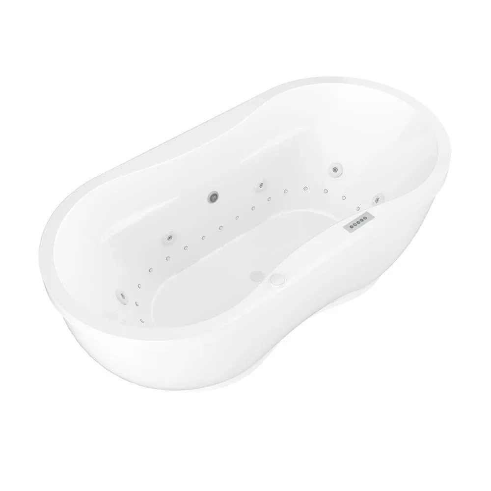 Universal Tubs Agate Diamond Series 6 ft. Acrylic Center Drain Flatbottom Whirlpool Freestanding Bathtub in White, photo 12 of 20